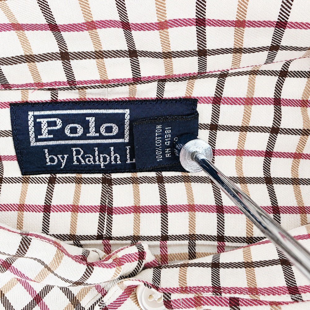 Polo Ralph Lauren Button Down Shirt Mens 16.5 L Tattersall Cotton Ivy Multi - Picture 4 of 8